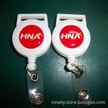 Retractable Badge Reels, Made of Metal/Plastic/ABS, 32mm, Round shape
